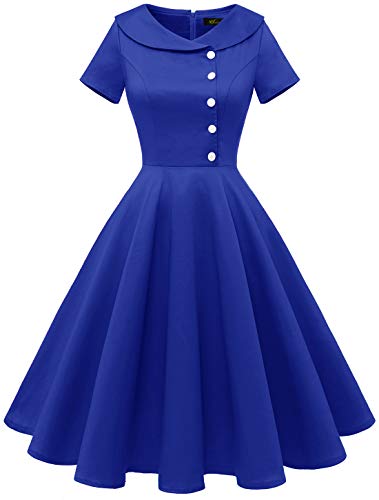 Wedtrend Festliches Kleid Kurzer Ärmel Kleid 50er Jahre Kleid Rockabilly Swing Kleid WTP20007 Royalblue XL von Wedtrend