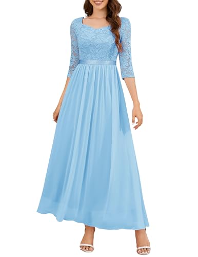 Wedtrend Hochzeitsgast Abendkleid Damen Lang Sommerkleidung Elegant Chiffonkleider WT0312 LightBlue XL von Wedtrend
