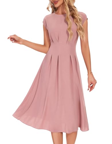 Wedtrend Hochzeitsgast Kleid Damen Ballkleid Lang Abendkleider Cap Sleeves Elegant Für Hochzeit Sommerkleid Festliche Kleider RWTP30012DustyRoseXL von Wedtrend