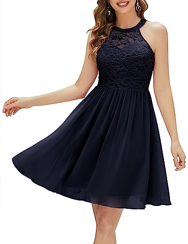 Wedtrend Hochzeitsgast Kleid Damen Cocktailkleid Damen Ärmelloses Kleid Damen Abendkleid Damen Hochzeitsgast WT0203 Navy 2XL von Wedtrend