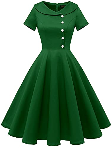 Wedtrend Hochzeitsgast Kleid Damen Kurzer Ärmel Kleid 50er Jahre Kleid Rockabilly Swing Kleid Armeegrün WTP20007 ArmyGreen XXL von Wedtrend