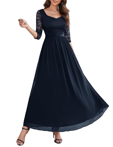 Wedtrend Hochzeitsoutfit Damen Sommerkleid Damen Lang Freizeitkleid Maxikleider Damen Sommer WT0312 Navy 2XL von Wedtrend