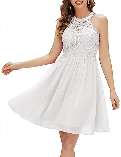 Wedtrend Kleid Hochzeitsgast Damen Cocktailkleid Damen Sexy Kleid Sommer Damen Kurz Abendkleider Kurz WT0203 White L von Wedtrend