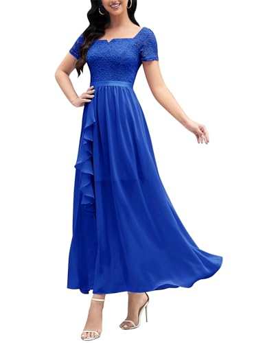 Wedtrend Kleid Hochzeitsgast Damen Sexy Kleid Damen Spitzenkleid Damen Abendkleid Lang Elegant für Hochzeit WT0301 Royalblue XL von Wedtrend