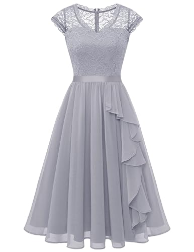 Wedtrend Kleider Damen Hochzeitsgast Kleid Festlich Kleid A Linie Kleid Elegant WT0212 Grey XS von Wedtrend