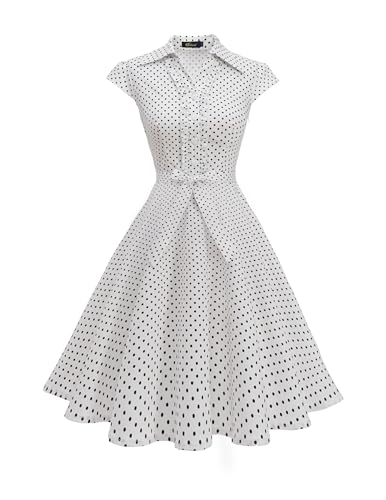 Wedtrend Kurz Abendkleid 50er Jahre Kleider Damen Rockabilly Blau Rockabilly Kleid Retro Kleid Petticoat Kleid WTP10007 WhiteSmallBlackDot XXXL von Wedtrend