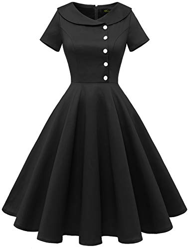 Wedtrend Retro 50er Jahre Kleider Audery Herburn Kleid Rockabilly Kleid Damen Festlich Schwarz WTP20007 Black L von Wedtrend