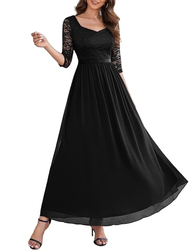 Wedtrend Schwarze Kleider Cocktailkleid Elegant für Hochzeit Sommerkleider Damen Lang Cocktailkleid Lang WT0312 Black S von Wedtrend