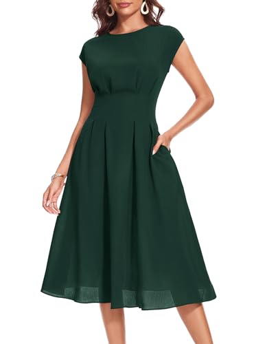 Wedtrend Sommerkleid Damen Midilang Sommerkleid Midi Damen Kleider Elegant Kleid Freizeitkleid Damen Festlich Kleider WTP30012 DarkGreen M von Wedtrend