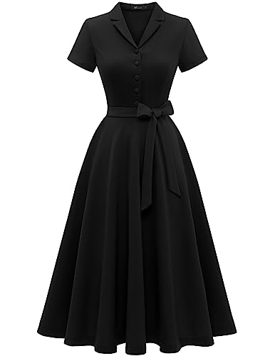 Wedtrend Vintage Cocktailkleid Damen 50er Jahre Mode Damen Petticoat Kleider Schwarzes Kleid Freizeitkleid Sommer WTP30001 Black M von Wedtrend
