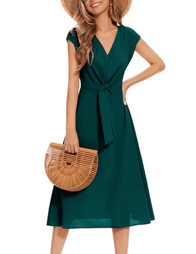 Wedtrend Vintage Festliche Kleider Für Damen Cocktaikleid Ballkleid Lang Abendkleider Cap Sleeves Elegant Für Hochzeit 40er Jahre Kleid WTP30016DarkGreenM von Wedtrend