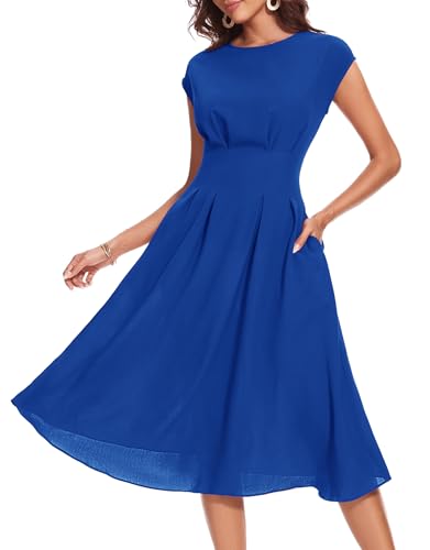 Wedtrend Vintage Kleider Damen Cocktaikleid Kleid 60er Retro Festlich Damen Kleid Knielang Für Hochzeit Als Gast Swing Abendkleid Lang RWTP30012RoyalBlueL von Wedtrend