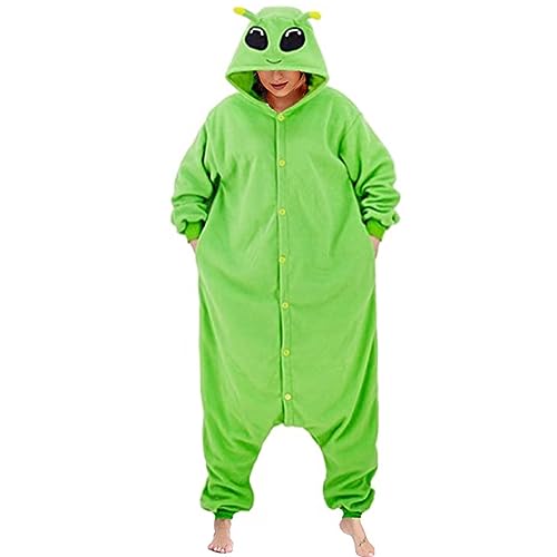 Niedliches Cartoon-Alien-Kostüm für Erwachsene, Einteiler, Alien-Kostüm, Pyjama, Halloween, Weihnachten, Cosplay, Kostüme, Homewear, Overall für Damen und Herren, M von Weduspaty