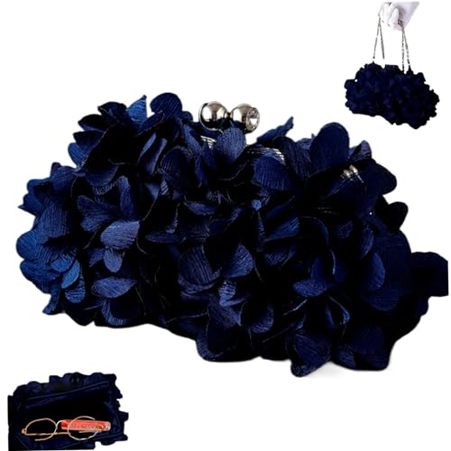 Weduspaty Abendtasche für Frauen, elegante Satinblume -Geldbörse mit Schlossverschluss und abnehmbarer Kettenmodische Blumen -Crossbody -Tasche Blau von Weduspaty