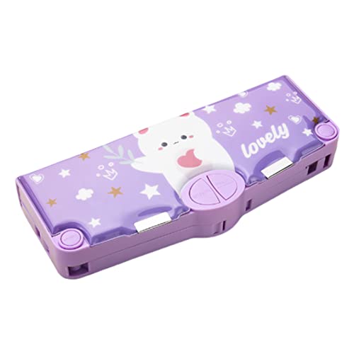 Weduspaty Pop -out -Bleistiftkoffer, Pop Out Pencil Case große Kapazität Multifunktionales Bleistiftkoffer mit Druckknopf -Schärfer Lineal Eraser Purple Bär, Bleistiftbox von Weduspaty