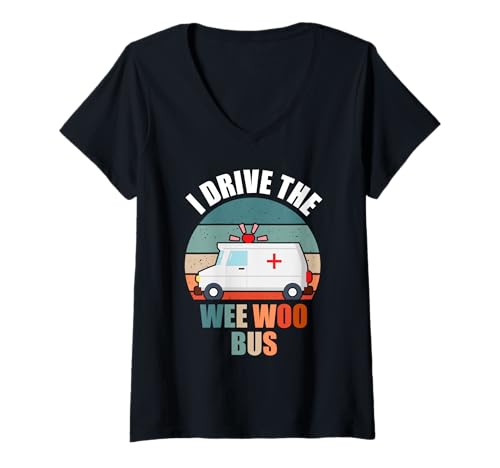 Damen Wee Woo Ambulance AMR Funny EMS EMT Sanitäter T-Shirt mit V-Ausschnitt Damen Wee Woo Ambulance AMR Funny EMS EMT Sanitäter T-Shirt mit V-Ausschnitt von Wee Woo Ambulance Designs