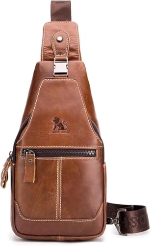 WeeDee Sling Bag Leder Schultertasche Brusttasche Umhängetasche Herren Bauchtasche Tasche Rucksack Daypacks Wasserresistent von WeeDee