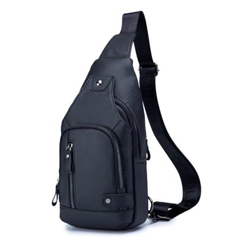 WeeDee Sling Bag Leder Schultertasche Brusttasche Umhängetasche Herren Bauchtasche Tasche Rucksack Daypacks Wasserresistent von WeeDee