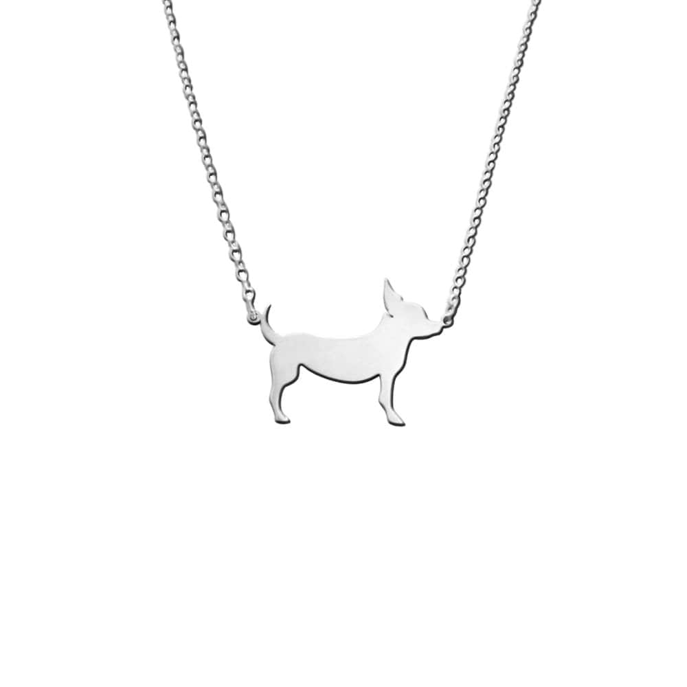 Chihuahua Halskette - Silber 14K Vergoldet Anhänger, Hunde Liebhaber Schmuck Geschenk |Line von WeeShopyDog