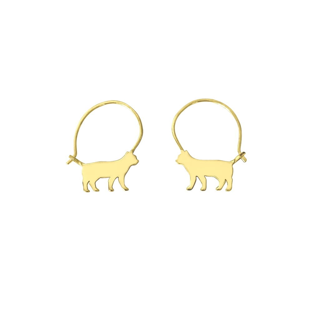 Katzen Ohrringe - 14K Vergoldeter Silber Schmuck, Creolen, Kitty Kätzchen Geschenk Für Katzenliebhaber |Line Katzen Ohrringe - 14K Vergoldeter Silber Schmuck, Creolen, Kitty Kätzchen Geschenk Für Katzenliebhaber |Line von WeeShopyDog