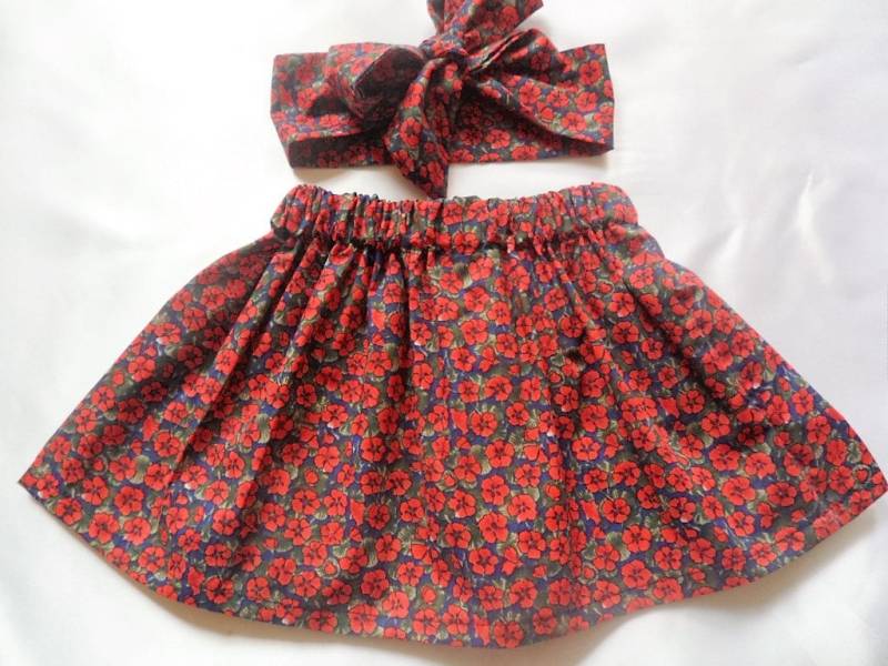 Baby Rock Und Kopftuch Niedlichen Set Floral Print Babykleidung Mädchen Neu von WeeTartanThreads