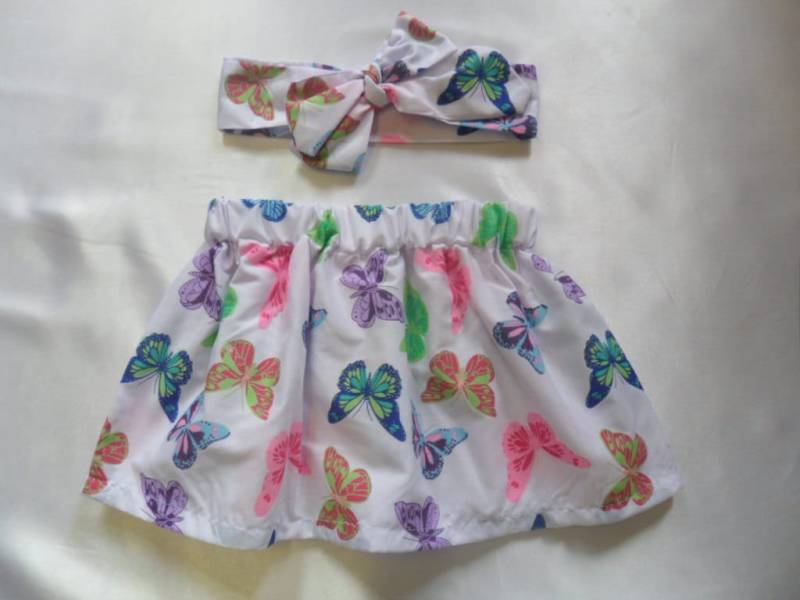 Baby Rock Und Kopftuch Niedlichen Set Schmetterling Print Mädchenbekleidung Neue von WeeTartanThreads