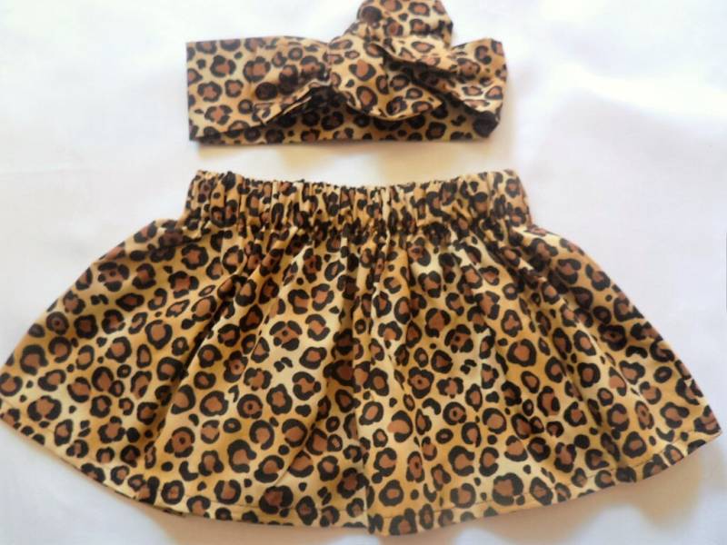 Babyrock Und Headwrap Cute Baby Set Gepard Print Mädchen Kleidung Neue Tiere Leopard von WeeTartanThreads