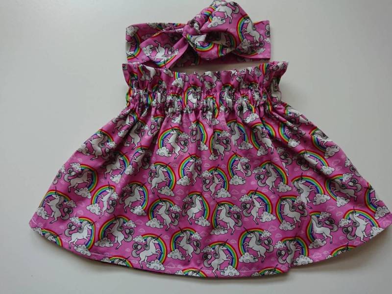 Babyrock Und Headwrap Niedlich Baby Set Einhorn Print Mädchen Kleidung Neu von WeeTartanThreads