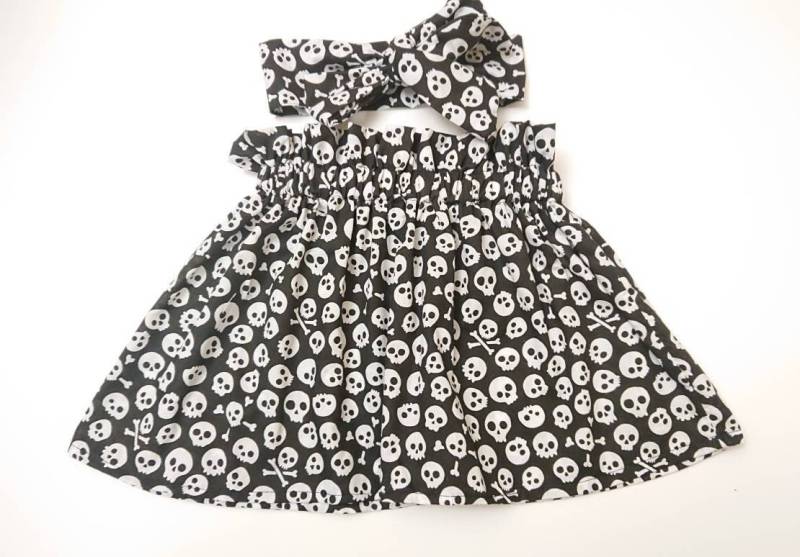 Babyrock Und Headwrap Niedlich Baby Set Skull Print Mädchen Kleidung Neu von WeeTartanThreads