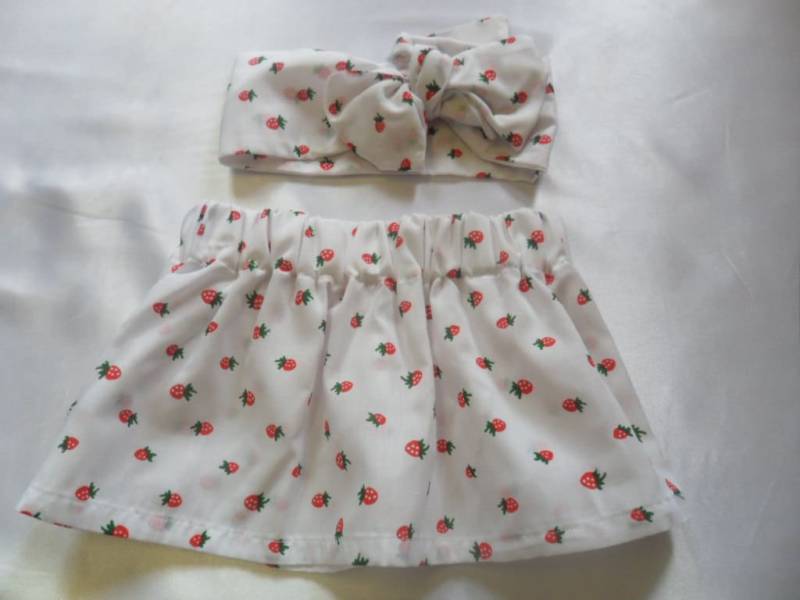 Babyrock Und Headwrap Süßes Baby Set Erdbeere Print Mädchen Kleidung Neu von WeeTartanThreads