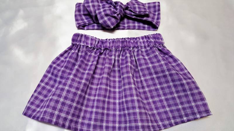 Babyrock Und Headwrap Süßes Baby Set Gingham Tartan Print Mädchen Kleidung Neu von WeeTartanThreads