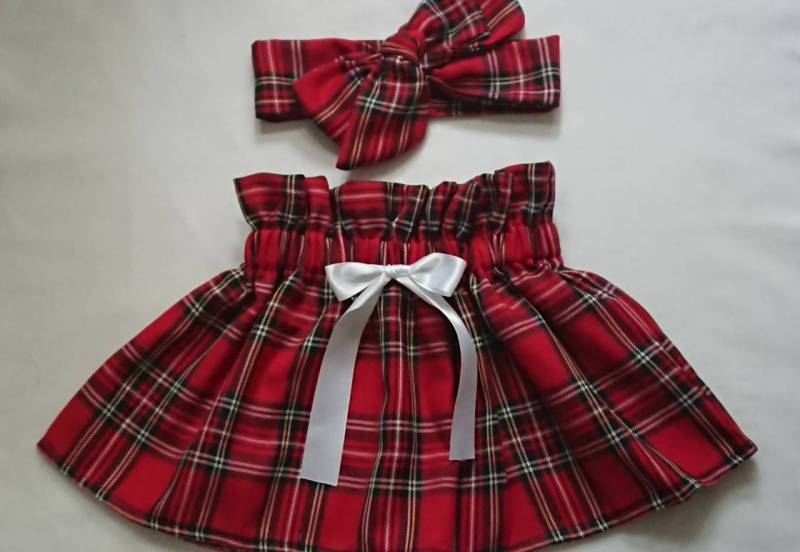 Babys Rock Und Headwrap Cute Baby Set Tartan Print Mädchen Kleidung Neu von WeeTartanThreads