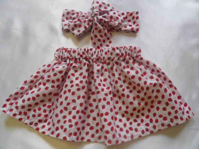 Babys Rock Und Headwrap Süße Baby Set Erdbeere Print Mädchen Kleidung Neu von WeeTartanThreads