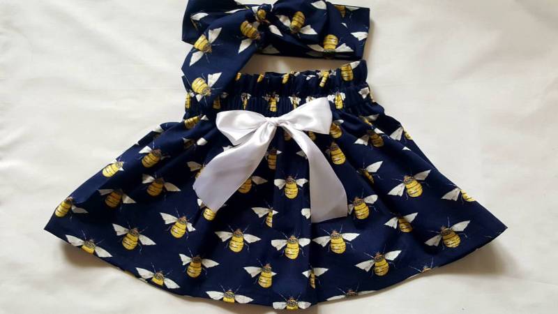 Babys Rock Und Headwrap Süße Baby Set Mädchen Kleidung Neue Bee Print von WeeTartanThreads