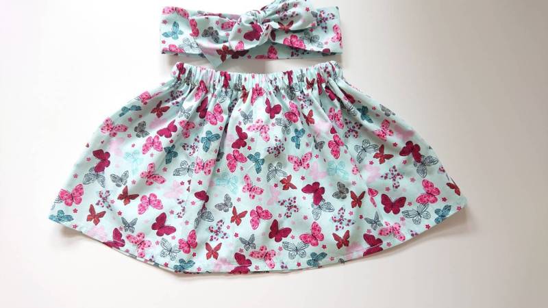 Babys Rock Und Kopftuch Niedlich Baby Set Schmetterling Print Mädchen Kleidung Neu von WeeTartanThreads