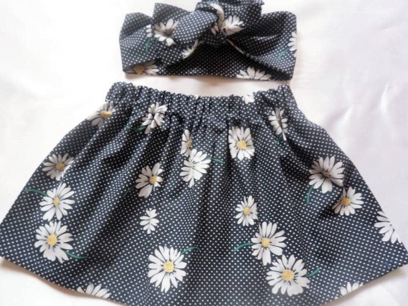 Daisy Floral Polka Dot Babyrock Und Headwrap Niedlich Baby Set Mädchen Kleidung Neu von WeeTartanThreads