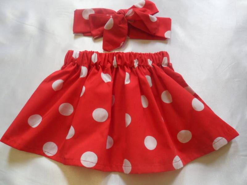 Rot Und Weiß Polka Dot Print Rock Stirnband Niedlich Baby Set Mädchen Kleidung Neu von WeeTartanThreads