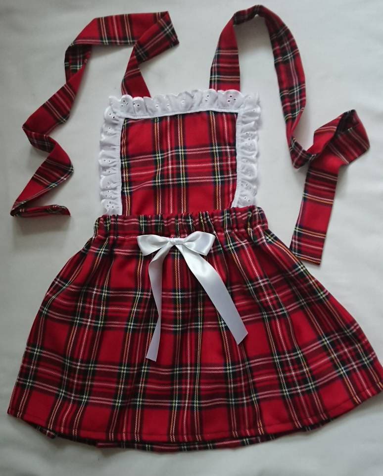 Royal Schottenkaro Schürze Kleid Rock Süsses Baby Set Tartan Print Mädchen Kleidung Neu von WeeTartanThreads