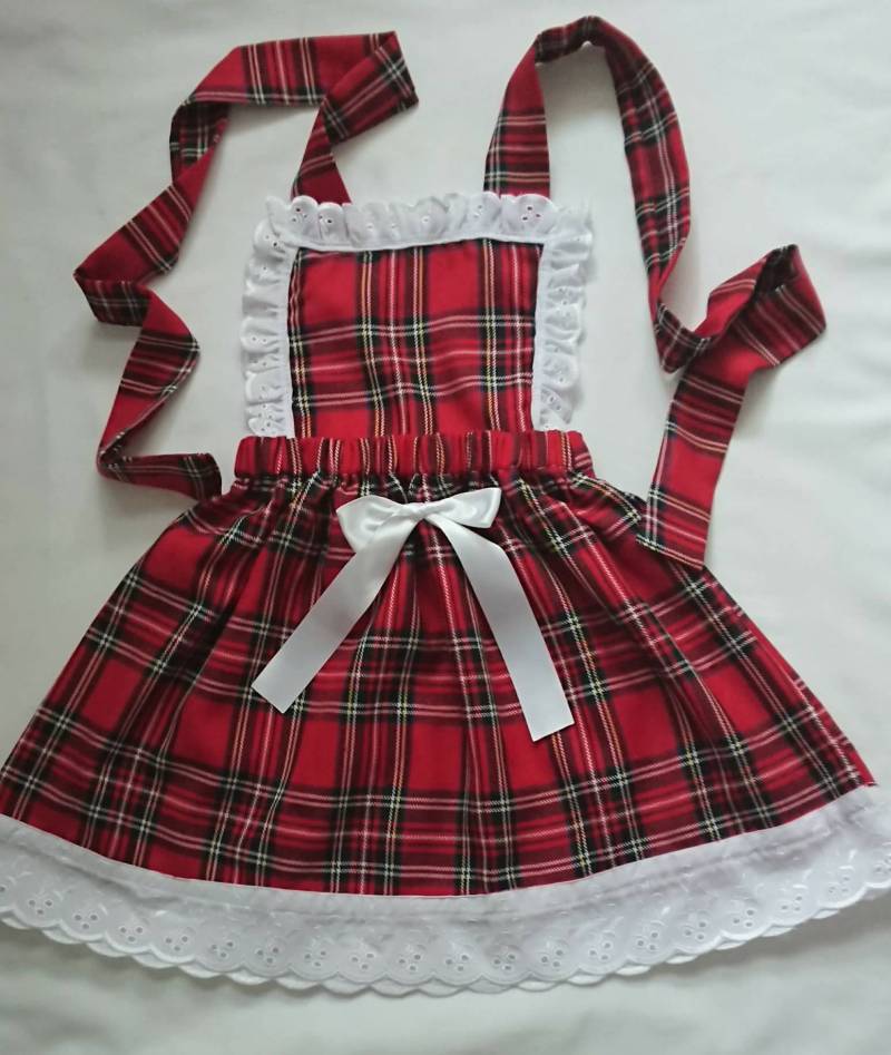 Royal Schottenkaro Schürze Kleid Rock Süsses Baby Set Tartan Print Mädchen Kleidung Neu von WeeTartanThreads