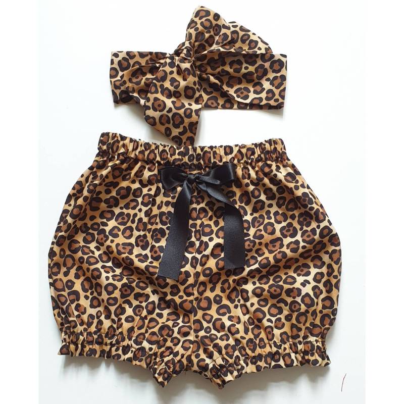 Schöne Gepard Leopardenmuster Sommer Baumwolle Baby Mädchen Pumphose Und Headwrap Cute Set Kleidung Frühling Outfit Neu von WeeTartanThreads