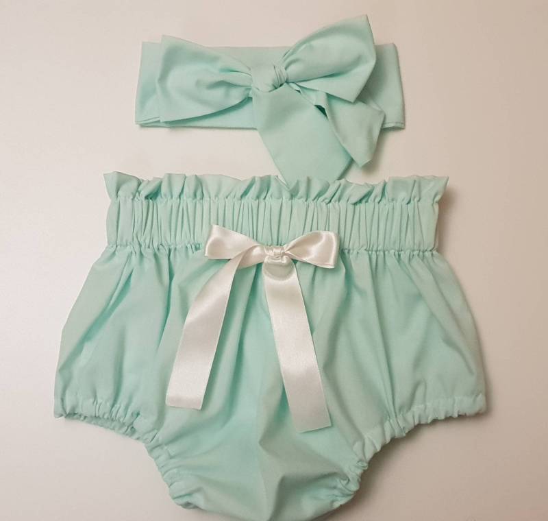 Schöne Sommer-Mint Baumwollbaby Mädchen Zünder Und Kopftuch Cute Baby Set Mädchenbekleidung Sommer Frühlingsoutfit Neu von WeeTartanThreads