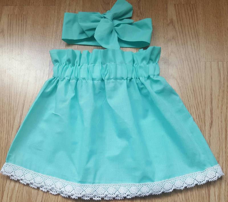 Schöne Sommer Plain Baumwollbaby Rock Und Kopftuch Cute Baby Set Mädchen Kleidung Neue von WeeTartanThreads