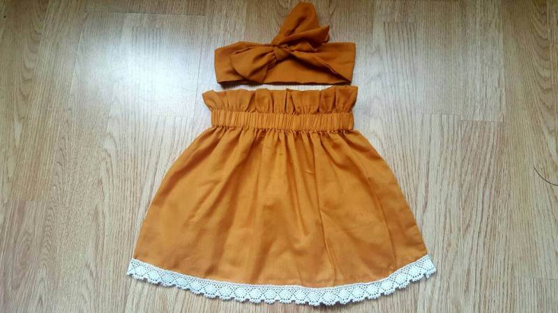 Schöne Sommer Schlichte Baumwolle Babys Rock Und Headwrap Cute Baby Set Mädchen Kleidung Neu von WeeTartanThreads