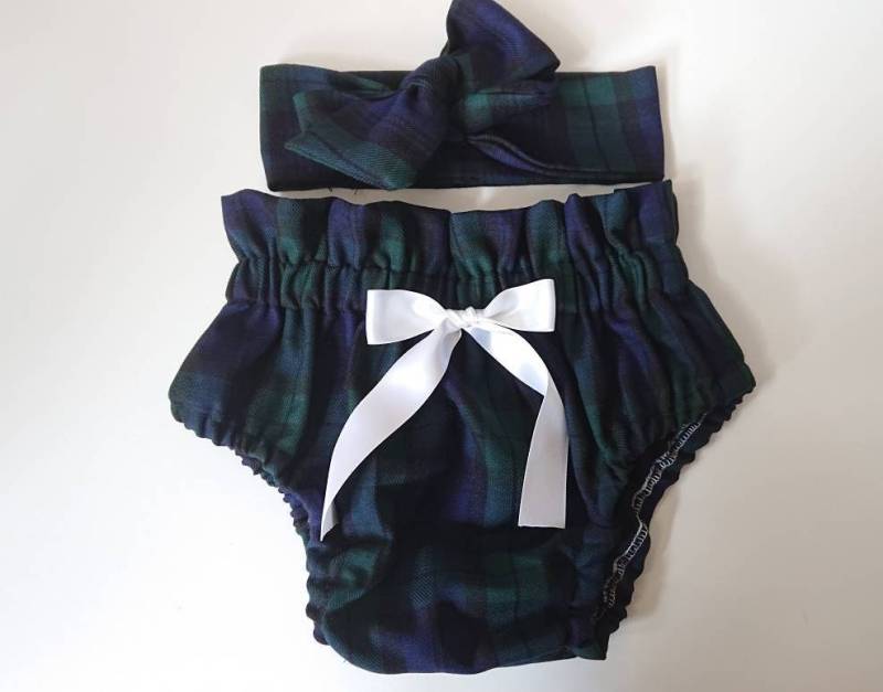 Schöne Tartan Drucke Baumwolle Baby Mädchen Pumphose Und Headwrap Niedliches Set Kleidung Winter Outfit Neu von WeeTartanThreads