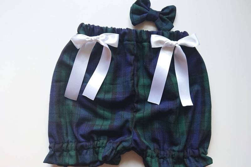Schöne Tartan Drucke Baumwolle Baby's Mädchen Pumphose Und Headwrap Cute Baby Set Kleidung Sommer Frühling Outfit Neu von WeeTartanThreads