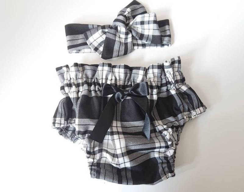 Schöne Tartan Druckt Baumwollbaby Mädchen Zünder Und Kopftuch Cute Baby Set Kleidung Winter-Outfit Neu von WeeTartanThreads