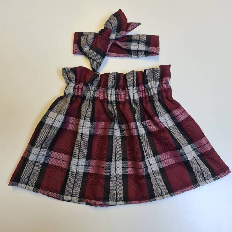 Tartan High Waisted Rock Und Headwrap Set Süßes Baby Outfit Print Mädchen Kleidung Neu von WeeTartanThreads