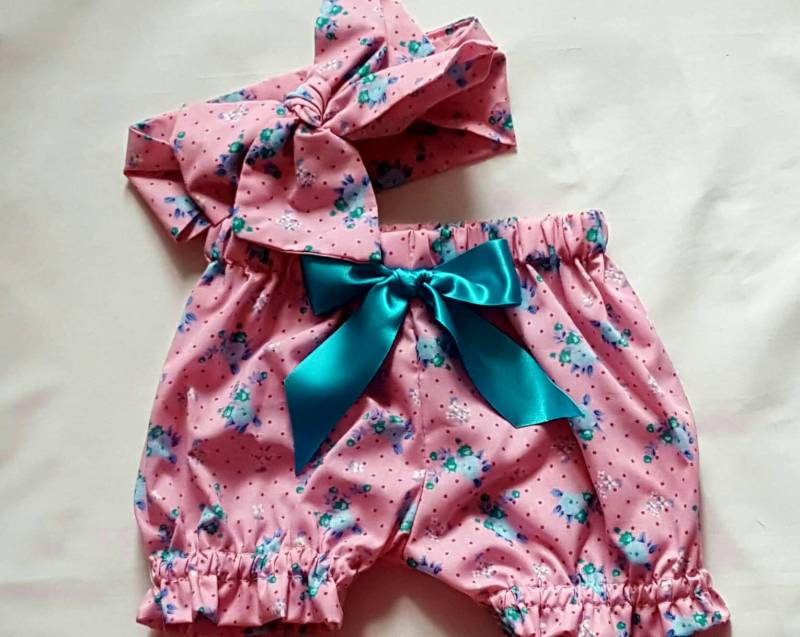 Wunderschöner Sommer Baumwolle Baby Es Girl Bloomer Und Headwrap Cute Set Mädchen Kleidung Frühling Outfit Neu von WeeTartanThreads