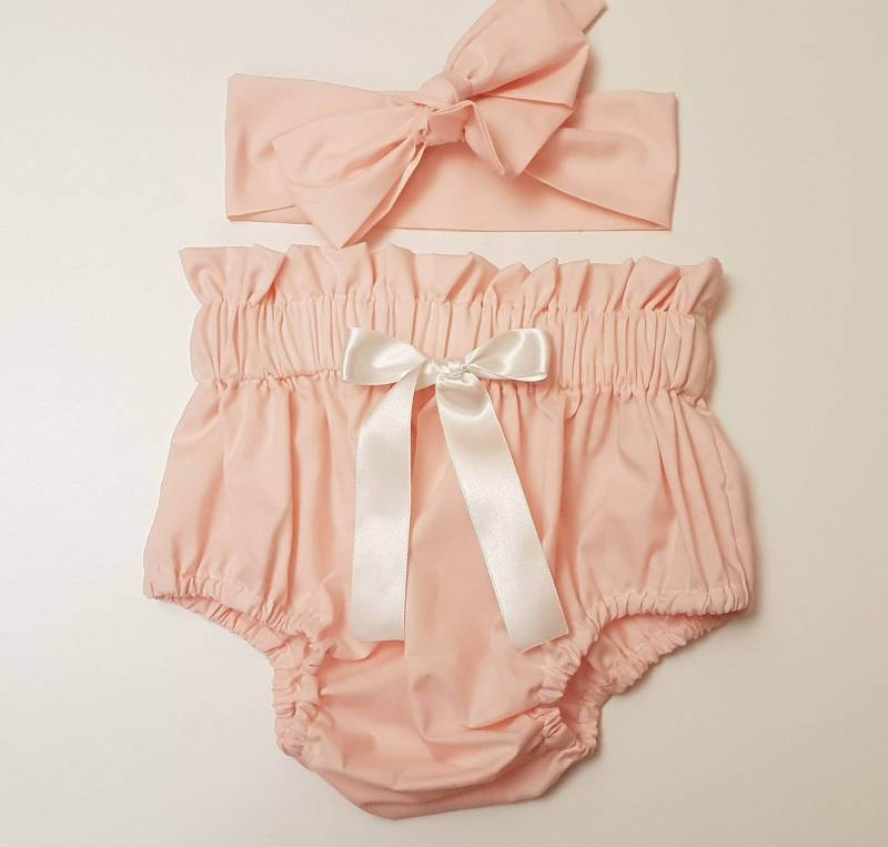 Wunderschöner Sommer Rosa Farbe Baumwolle Baby Mädchen Bloomer Und Headwrap Cute Set Kleidung Frühling Outfit Neu von WeeTartanThreads