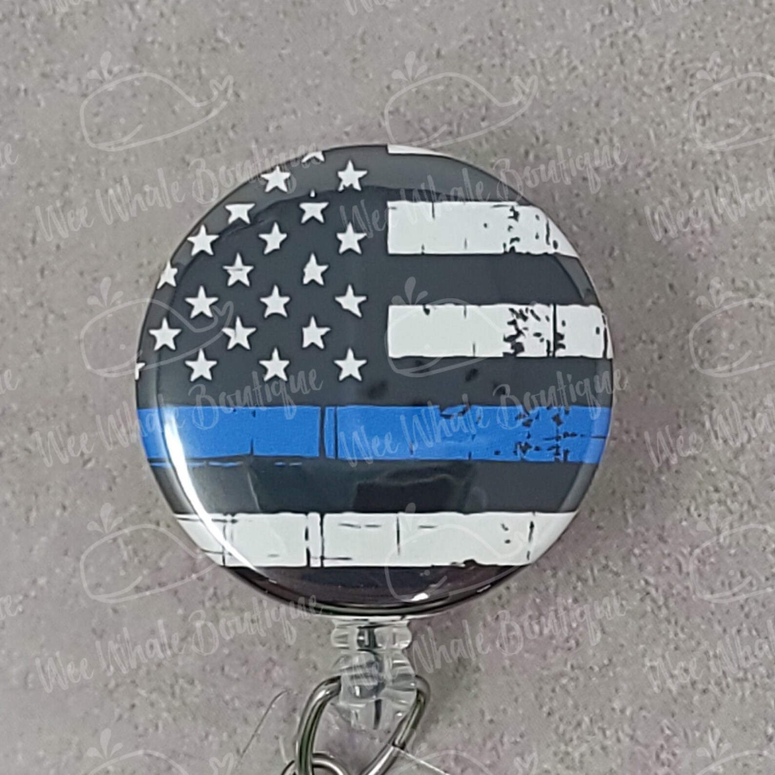 Dünne Blaue Linie Beunruhigt Flagge Ausweishalter, Dünne Rückseite Der Blauen Id-Ausweishalter, Knopf Abzeichen Reel von WeeWhaleBoutique